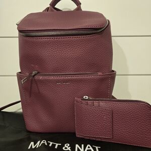 Matt & Nat Burgundy Backpack and Wallet Set